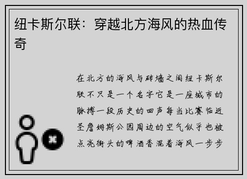 纽卡斯尔联：穿越北方海风的热血传奇