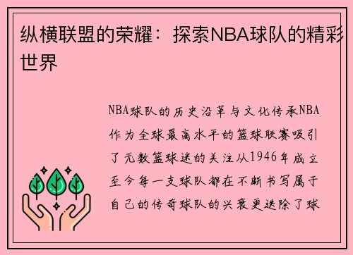 纵横联盟的荣耀：探索NBA球队的精彩世界