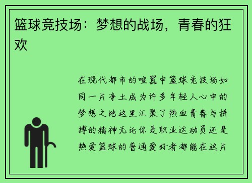 篮球竞技场：梦想的战场，青春的狂欢